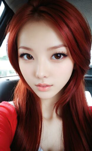 AI girl with red hair wallpaper