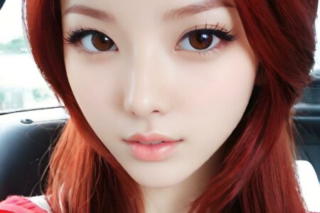 AI girl with red hair wallpaper