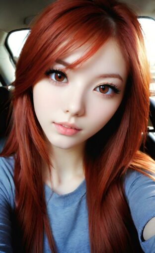 AI girl with red hair wallpaper
