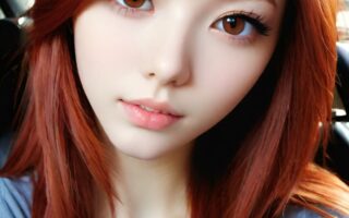 AI girl with red hair wallpaper
