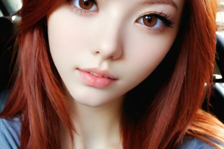 AI girl with red hair wallpaper