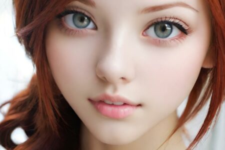 AI girl with red hair wallpaper