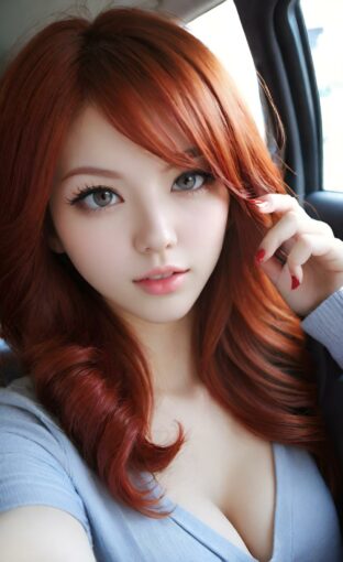 AI girl with red hair wallpaper