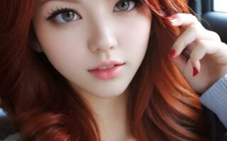 AI girl with red hair wallpaper