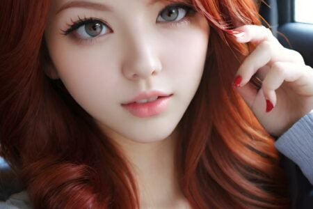 AI girl with red hair wallpaper