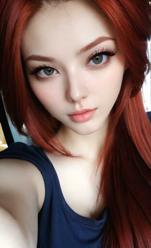 AI girl with red hair wallpaper