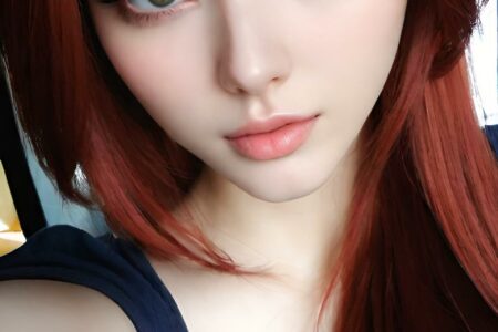 AI girl with red hair wallpaper