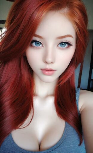 AI girl with red hair wallpaper