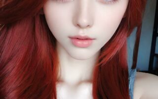 AI girl with red hair wallpaper