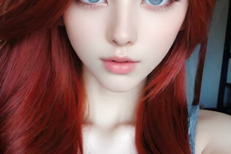 AI girl with red hair wallpaper