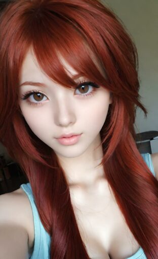 AI girl with red hair wallpaper