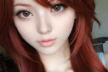AI girl with red hair wallpaper