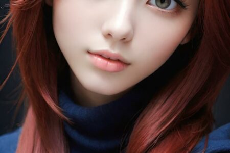 AI girl with red hair wallpaper