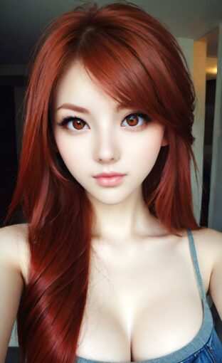 AI girl with red hair wallpaper