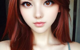 AI girl with red hair wallpaper