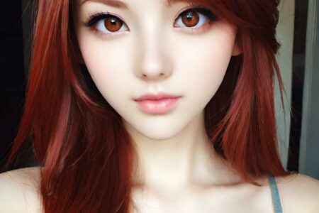 AI girl with red hair wallpaper