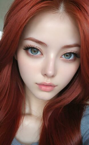 AI girl with red hair wallpaper