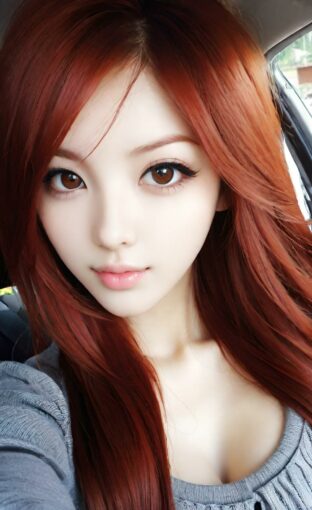 AI girl with red hair wallpaper
