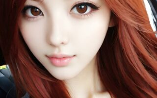 AI girl with red hair wallpaper
