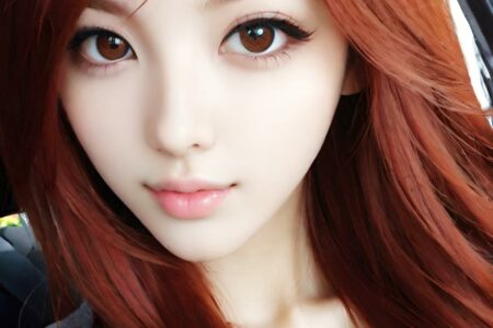 AI girl with red hair wallpaper