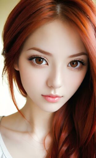 AI girl with red hair wallpaper