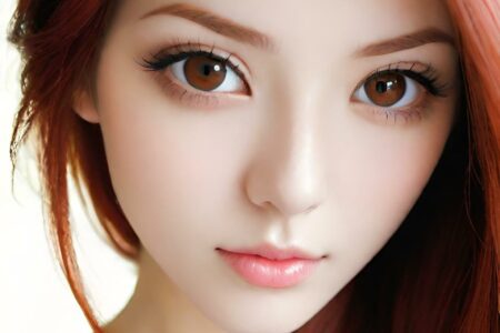 AI girl with red hair wallpaper