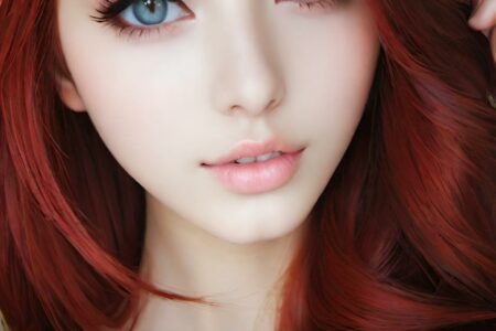 AI girl with red hair wallpaper