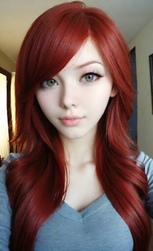 AI girl with red hair wallpaper