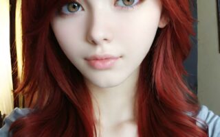 AI girl with red hair wallpaper