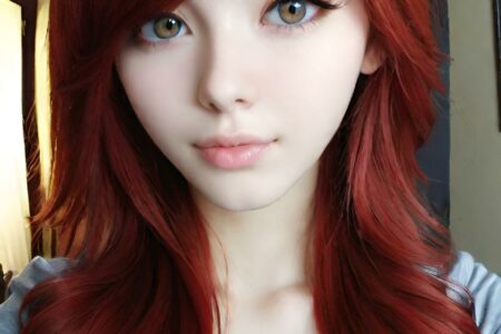 AI girl with red hair wallpaper