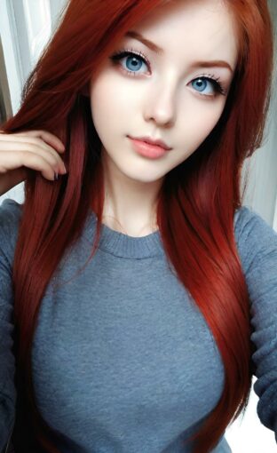 AI girl with red hair wallpaper