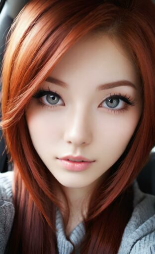 AI girl with red hair wallpaper