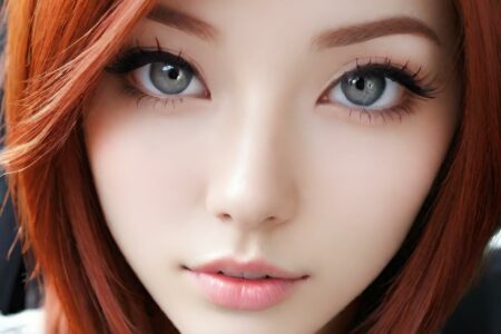 AI girl with red hair wallpaper