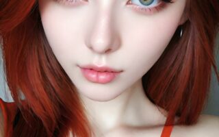 AI girl with red hair wallpaper