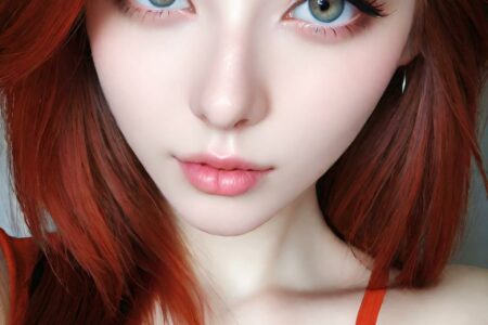 AI girl with red hair wallpaper