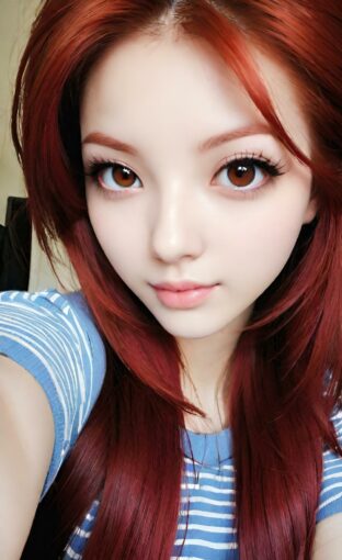 AI girl with red hair wallpaper