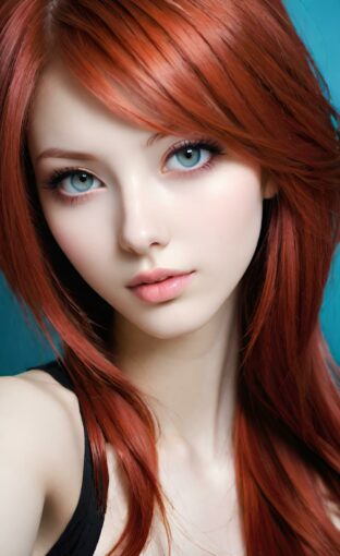 AI girl with red hair wallpaper