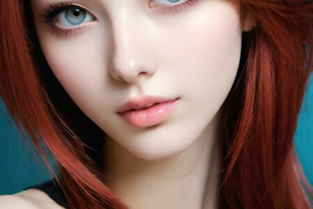 AI girl with red hair wallpaper