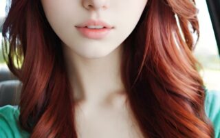AI girl with red hair wallpaper