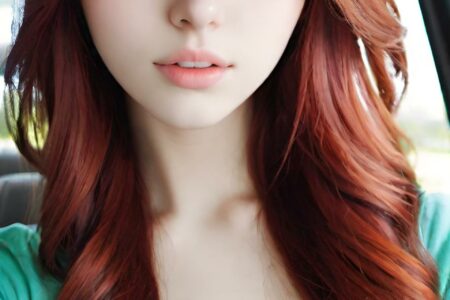 AI girl with red hair wallpaper