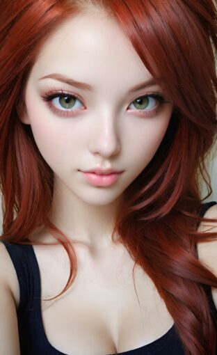 AI girl with red hair wallpaper