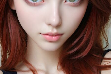 AI girl with red hair wallpaper