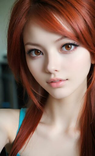 AI girl with red hair wallpaper
