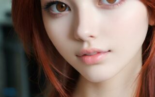 AI girl with red hair wallpaper