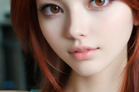 AI girl with red hair wallpaper