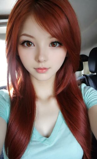 AI girl with red hair wallpaper