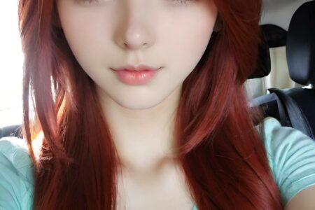 AI girl with red hair wallpaper