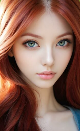 AI girl with red hair wallpaper
