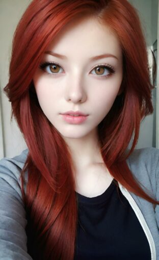 AI girl with red hair wallpaper