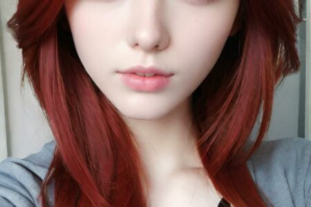 AI girl with red hair wallpaper